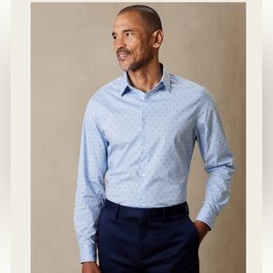 Banana Republic Men’s Slim Dress Shirt. NEW WITH TAGS. Blue Mini Geo. Size L